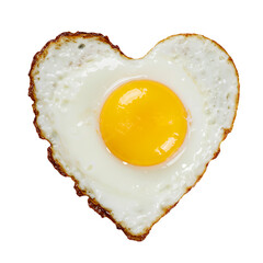 Heart Shape fried Egg isolated on white background