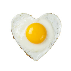 Heart Shape fried Egg isolated on white background