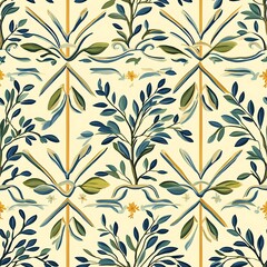 Intricate Vintage Floral Pattern with Leafy Designs and Soft Colors