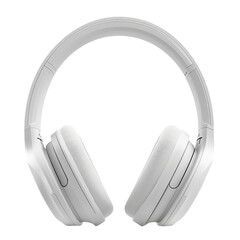 Sleek white over ear headphones for premium sound experience with transparent background