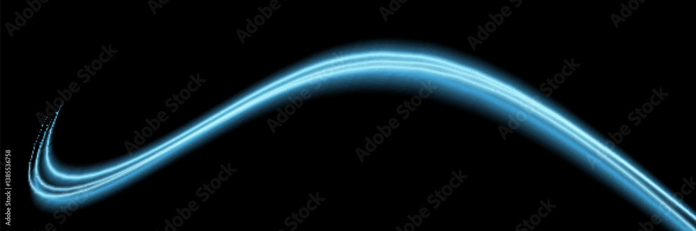 Wall mural light speed motion effect. blue color spiral glow effect. magic shiny line sparkles and sequins