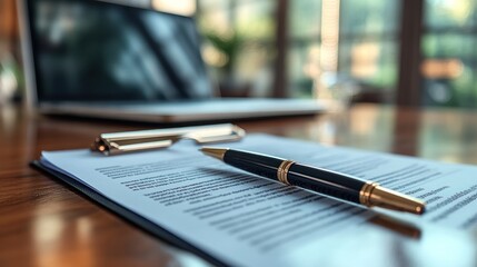Business documents clipboard pen