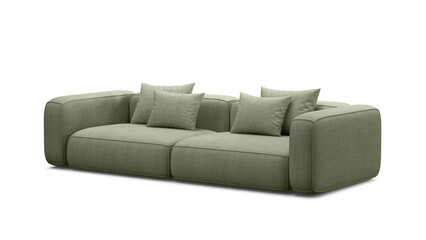 Modern sofa on isolated background. Furniture for the interior collages and presentations. Side view.