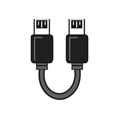 Dual USB Connector Vector Illustration: Two Universal Serial Bus Plugs Linked by a Cable.

