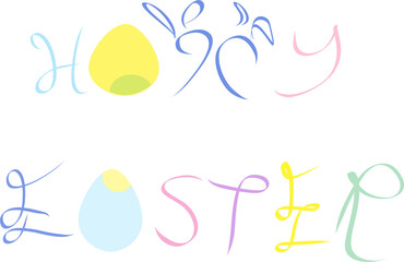 Artistically hand written words of Happy Easter in pastel colors to celebrate Easter in the month of April
