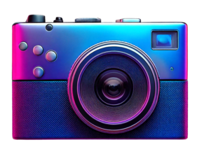 Digital photo camera on a white isolated background. Generative AI.