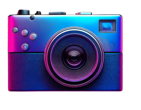 Digital photo camera on a white isolated background. Generative AI.