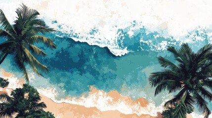 The holiday of Summer with colorful theme as palm trees background as texture frame background  