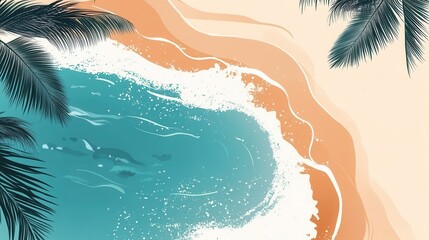 The holiday of Summer with colorful theme as palm trees background as texture frame background  