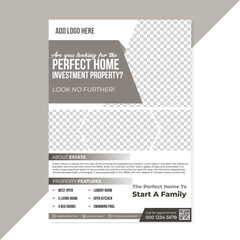 Real estate flyer design template. Social media post, flyer, facebook cover template for real estate business.  Home sale flyer, post and cover design set
