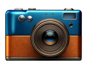 Digital photo camera on a white isolated background. Generative AI.