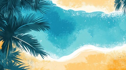 The holiday of Summer with colorful theme as palm trees background as texture frame background  