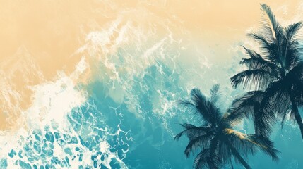 The holiday of Summer with colorful theme as palm trees background as texture frame background  