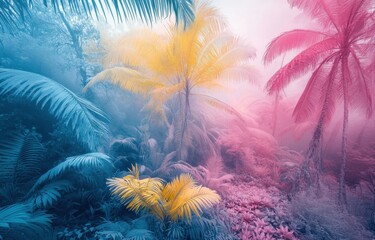 The holiday of Summer with colorful theme as palm trees background as texture frame background  