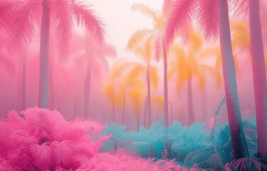 The holiday of Summer with colorful theme as palm trees background as texture frame background  