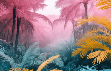 The holiday of Summer with colorful theme as palm trees background as texture frame background  