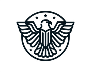 Obraz premium American Eagle Logo Design Icon. Silhouette Eagle Bird Vector Illustration. Black and White Eagle Bird Logo for T-Shirts and Branding.