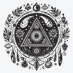 Boho magic mystical occult witch design element isolated collection stock illustration