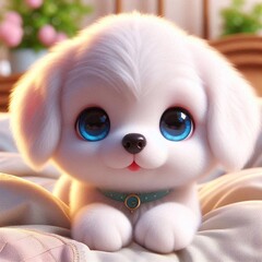 Weisser Hund mit blauen Augen