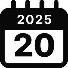 2025 date 20 calendar icon design vector illustration