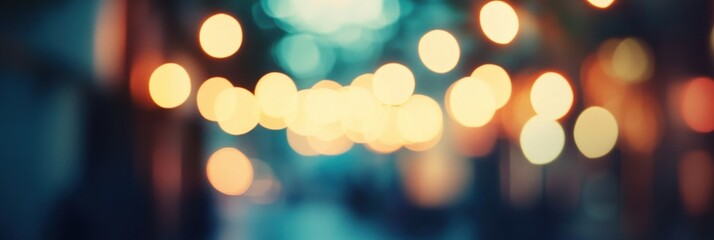 A vibrant, blurred urban scene filled with glowing bokeh lights, suggesting a lively atmosphere, perfect for nightlife promotions or artistic backgrounds