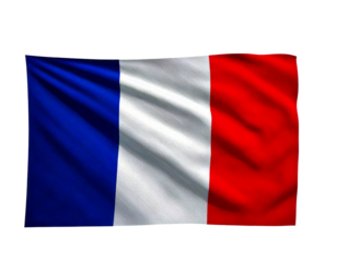 Waving french flag isolated on transparent background