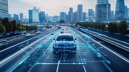 An AI powered system enhancing autonomous vehicle navigation by analyzing real time traffic, road conditions, and sensor data