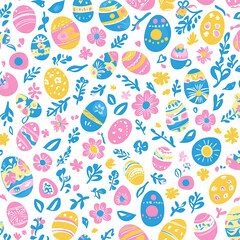 seamless pattern with Easter eggs on pastel colors Made with generative AI