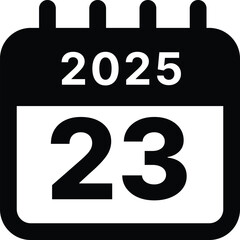 2025 date 23 calendar icon design vector illustration