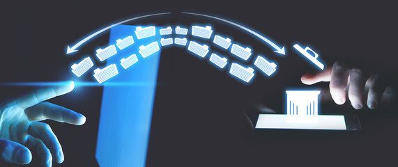 Trash can and files. Delete files