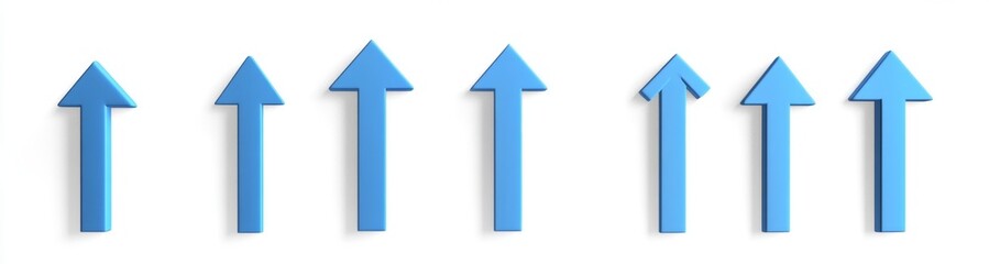 Multiple upward arrows on white background