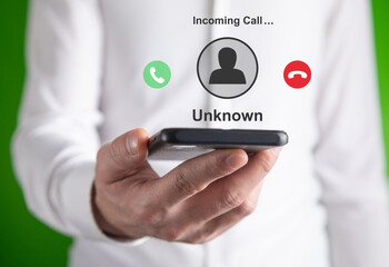 Incoming call from unknown caller. Internet. Technology