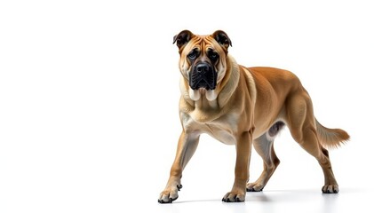 Obraz premium Majestic mastiff, powerful stance, white background, breed, animal photography
