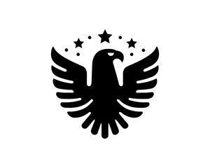 American Eagle Logo Design Icon. Silhouette Eagle Bird Vector Illustration. Black and White Eagle Bird Logo for T-Shirts and Branding.