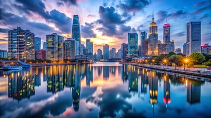 Fototapeta premium Cityscape Reflection at Twilight