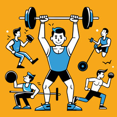 Dynamic Gym Workout Silhouettes Collection: Fitness Vector Set Design