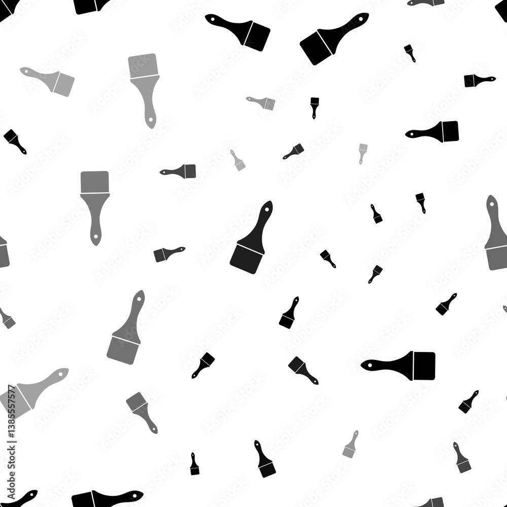 Poster seamless vector pattern with paint brush symbols, creating a creative monochrome background with rot