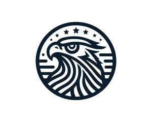 American Eagle Logo Design Icon. Silhouette Eagle Bird Vector Illustration. Black and White Eagle Bird Logo for T-Shirts and Branding.