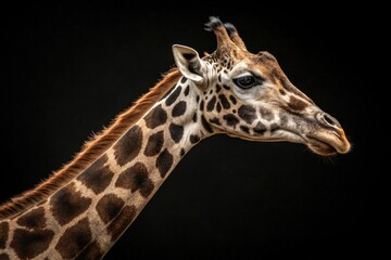 Fototapeta premium Giraffe Portrait Highlighting Unique Facial Features and Markings Generative AI