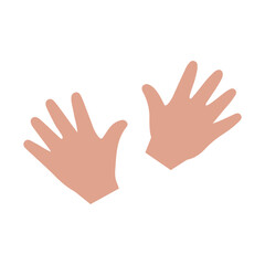 Two artistic hands in soft pink color with elegant gesture on white background