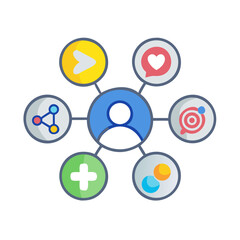 Title: Social network connection and global business communication concept. Vector icon isolated on white background. social network icons, people network icons. Organization thin line icon set. Conta
