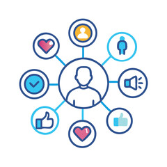 Social network connection and global business communication concept. Vector icon isolated on white background. social network icons, people network icons. Organization thin line icon set. Containing 
