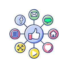 Social network connection and global business communication concept. Vector icon isolated on white background. social network icons, people network icons. Organization thin line icon set. Containing 
