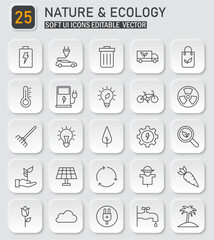 Eco-Friendly Soft UI Icon Collection: Nature, Energy, and Sustainability Elements