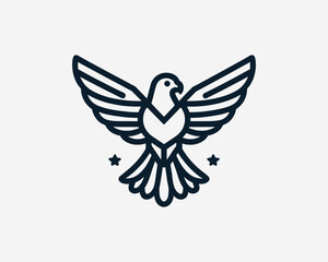 Eagle Logo Design Icon. Silhouette Eagle Bird Vector Illustration.