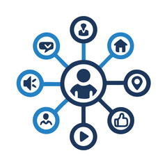 Social network connection and global business communication concept. Vector icon isolated on white background. social network icons, people network icons. Organization thin line icon set. Containing 
