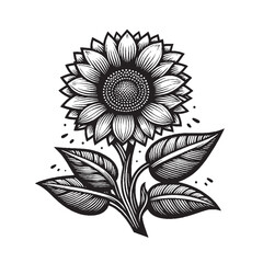 Minimalist Sunflower Line Drawing