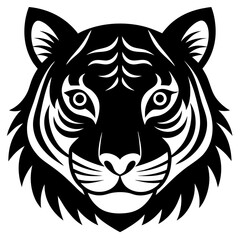 Fierce Tiger Head Silhouette Vector Illustration for Bold Designs