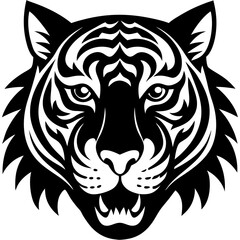 Fierce Tiger Head Silhouette Vector Illustration for Bold Designs