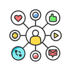 Social network connection and global business communication concept. Vector icon isolated on white background. social network icons, people network icons. Organization thin line icon set. Containing 
